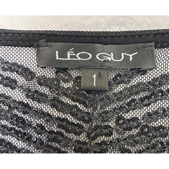 Leo Guy Black Cowl Neck Sleeveless Sequined Draped Back Party Top Blouse Sz 6/8 - Picture 6 of 12